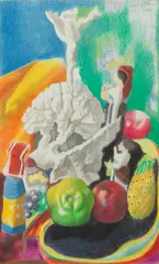 Joseph Stella, Still Life with Zucchini, 1944, silverpoint and colored pencil on paper
