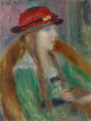 William James Glackens, Young Girl in Red Hat, oil on canvas