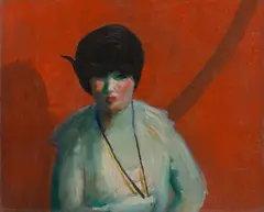 Portrait of a Flapper by Guy Pène du Bois, circa 1919-24, oil on panel, sold May 2024