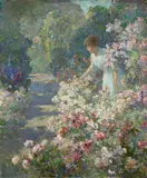 Abbott Fuller Graves, Morning in the Garden, oil on canvas