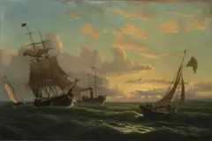 William Bradford, Fresh Breeze off Sandy Hook, 1860, oil on canvas laid down on cradled Masonite