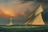 James Edward Buttersworth, America's Cup Defense, 1885 (Puritan and Genesta), 1885, oil on canvas