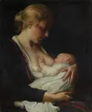 Charles Courtney Curran, Mother and Child, circa 1923-27, oil on canvas