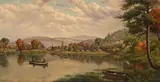 Levi Wells Prentice, Boating in Autumn, oil on canvas