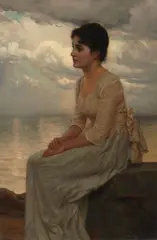 Serenity by John George Brown, circa 1890, oil on canvas, sold May 2024