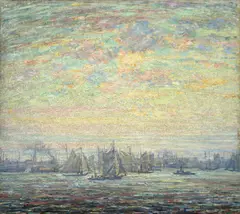 Frank Usher de Voll, New York Harbor, oil on canvas