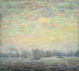 Frank Usher de Voll, New York Harbor, oil on canvas