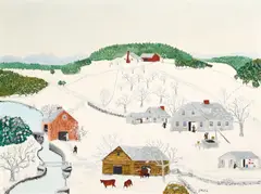 Grandma Moses, The Old Oaken Bucket, 1944, oil on Masonite