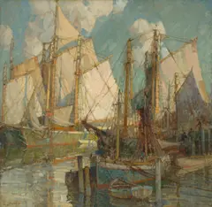 Frederick J. Mulhaupt, The Halibut Fleet, oil on canvas