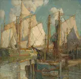 Frederick J. Mulhaupt, The Halibut Fleet, oil on canvas
