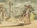 Reginald Marsh, On the Ferry and New York Harbor Scene: A Double-Sided Work, 1948, watercolor, ink and ink wash on paper