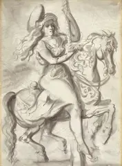 Reginald Marsh, Girl on a Merry-Go-Round: A Double-Sided Work, 1951, ink and ink wash on paper