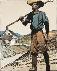 Edward Hopper, Man with a Hoe, circa 1906-1914, watercolor and ink on board