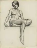 Norman Rockwell, Nude Life Drawing from Art Students League, 1912, charcoal on paper