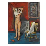 Gregory Kondos, Untitled (Interior with Figure)