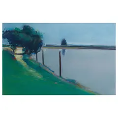 River Poles, Sacramento River by Gregory Kondos, 1979, pastel on paper, sold Sep 2023
