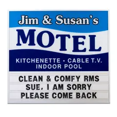 Ken Lum, Jim and Susan's Motel from the Shopkeeper Series, 2000, plastic letters and enamel on Plexiglas