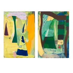 Christopher Brown, Group of two works on paper, 2001, egg tempera, gouache and acrylic on paper