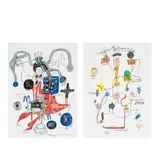 Jason McLean, Group of two works on paper, 2004, gouache and ink on paper