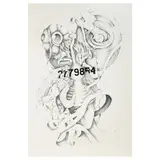 Jonathan Borofsky, Head at 2,779,854, 1978-82, pencil and acrylic on paper with automatic rheostating device, light bulb and aluminum shade