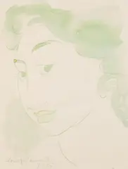 Madge Tennent, Portraits of a Woman (a group of three), 1955, two watercolor on paper, one colored pencil on paper