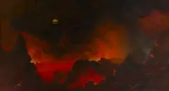 Jules Tavernier, Kīlauea by Moonlight, oil on canvas