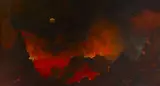 Jules Tavernier, Kīlauea by Moonlight, oil on canvas