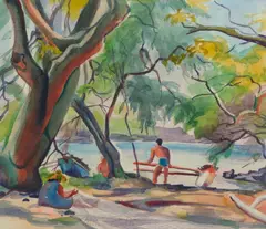Robert Eskridge, By the Shore, Keauhou, Hawaii, watercolor and graphite on paper