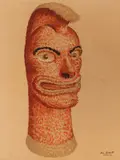 Ben Silbert, Portrait of Duke Kahanamoku in Kamehameha Feather Cape; Feathered Hawaiian war god Kūkaʻilimoku ["Kū, the snatcher of land"] (a group of two), watercolor on paper