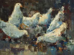 Hiroshi Tagami, Feed the Birds, 1967, oil on canvas