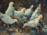 Hiroshi Tagami, Feed the Birds, 1967, oil on canvas