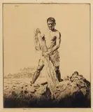 John Melville Kelly, Reef Fisherman, 1928, Etching on wove paper