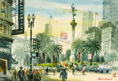 Ying Sun, Union Square, San Francisco, watercolor on paper