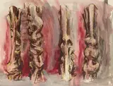 Roger L. Majorowicz, Untitled (Four Figures), watercolor and pastel on paper