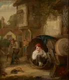 'Hide and Seek' by English School, oil on panel, sold May 2023