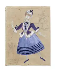 Nadezhda, A costume design for Vivandière in Cap over Mill, Ballet Rambert, 1940, pencil, watercolour and gouache on paper