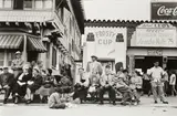 Larry Silver, Boardwalk Bench Spectators, Muscle Beach, Santa Monica, California, 1954, Gelatin silver print