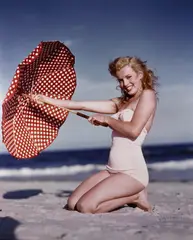 Andre de Dienes, Marilyn Monroe with Umbrella, Tobay Beach, 1949, Cibachrome print