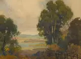Percy Gray, Eucalyptus by the Lake, watercolor on paper