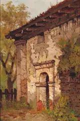 Edwin Deakin, A Peaceful Day (At San Juan Bautista Mission, California), oil on canvas laid to board