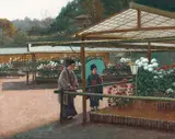 Theodore Wores, A Chrysanthemum Show, oil on panel