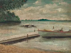 William Twigg-Smith, Pearl Harbor, oil on canvasboard