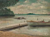 William Twigg-Smith, Pearl Harbor, oil on canvasboard