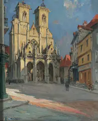 Jules Eugene Pages, L'Eglise a Semur-en-Auxois, 1896, oil on canvas