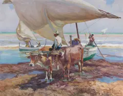 Mathias Alten, Cabañal Fisherman (Valencia, Spain), oil on canvas