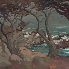 Mary DeNeale Morgan, Misty Sunday at Dusk (Point Lobos), oil on canvas
