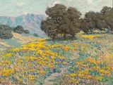 Granville Redmond, Oaks and Wildflowers, oil on canvas