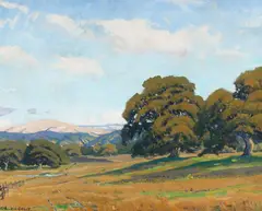 Arthur Hill Gilbert, Farm with Oaks, oil on canvas