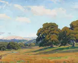 Arthur Hill Gilbert, Farm with Oaks, oil on canvas
