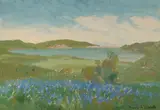 Franz Bischoff, Landscape Near a Bay, oil on board